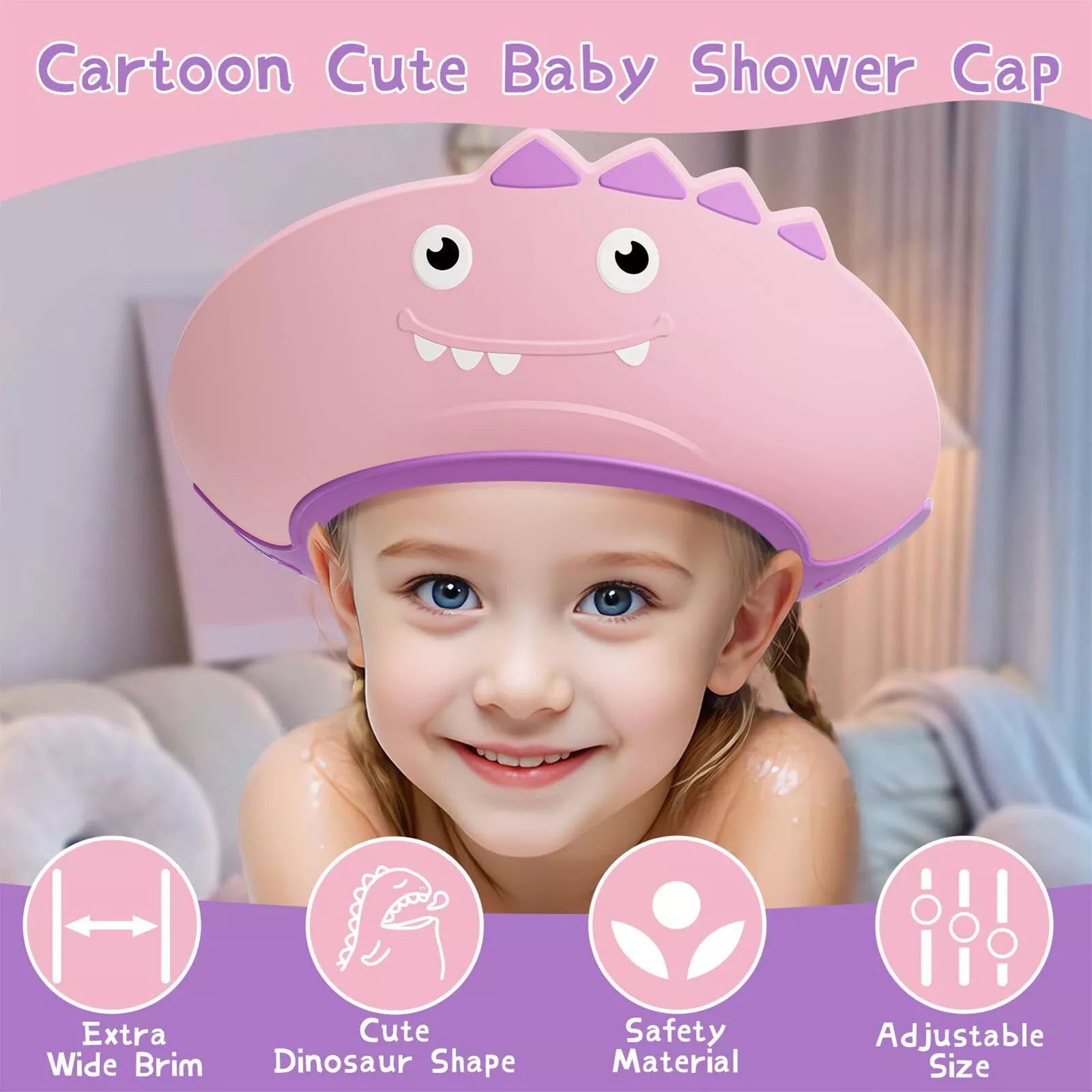 Soft Adjustable Visor Hat Safe Shampoo Shower Bathing Protection Bath Cap for Toddlers, Baby, Kids, Children (Multicolor)