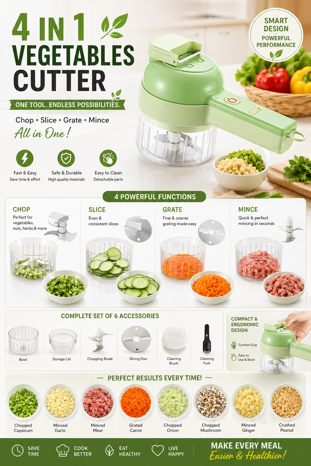 4 in 1 PORTABLE ELECTRIC VEGETABLES CUTTER SET
