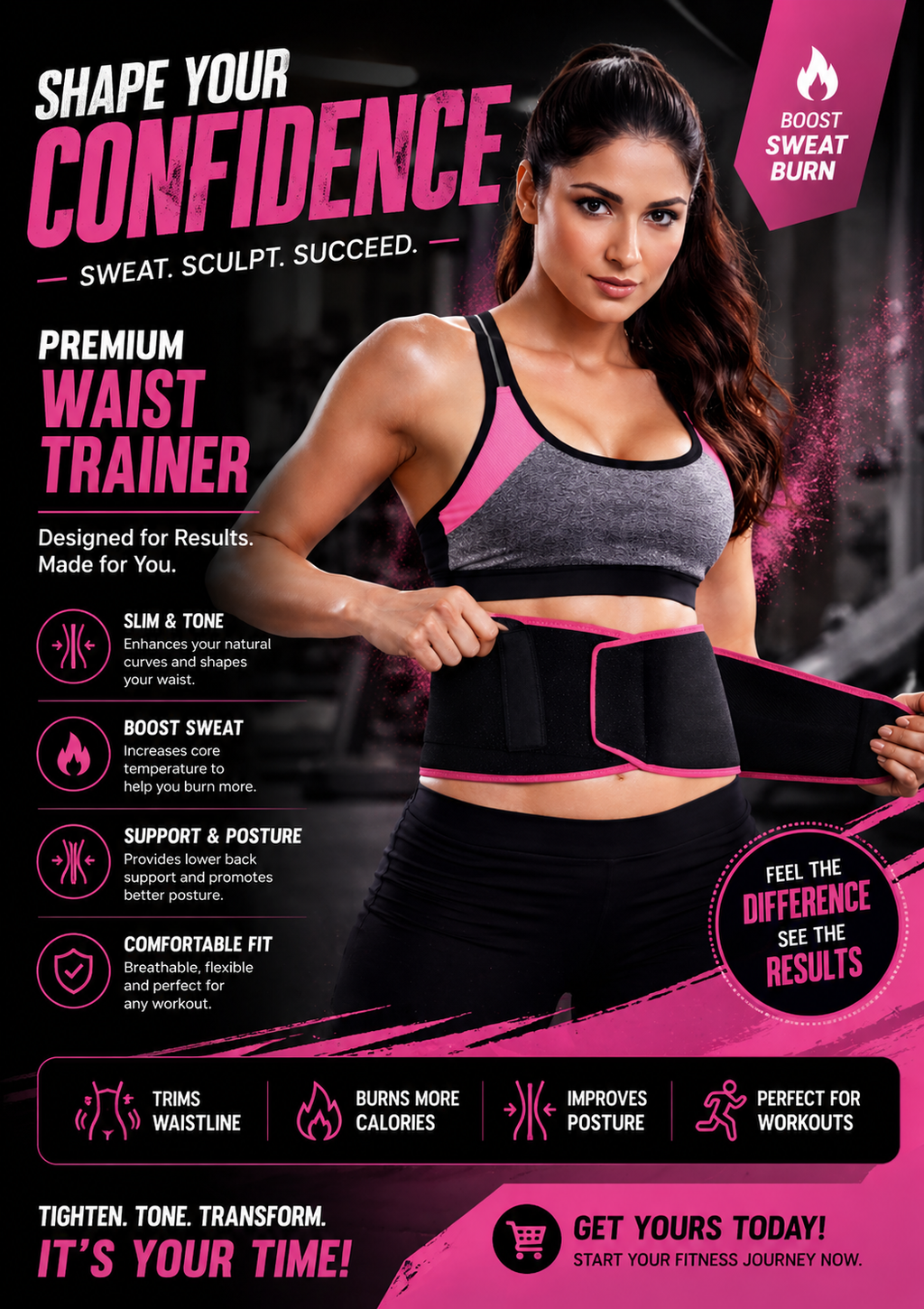 PORTABLE ADJESTABLE WAIST TRIMMER BELT