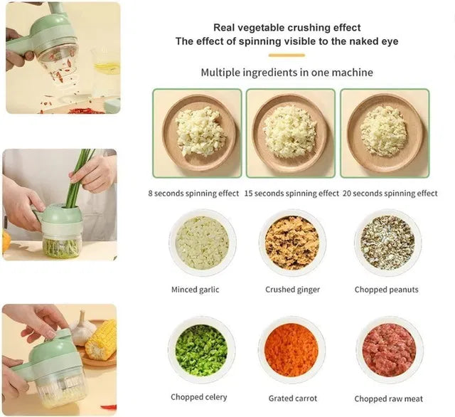 4 in 1 PORTABLE ELECTRIC VEGETABLES CUTTER SET