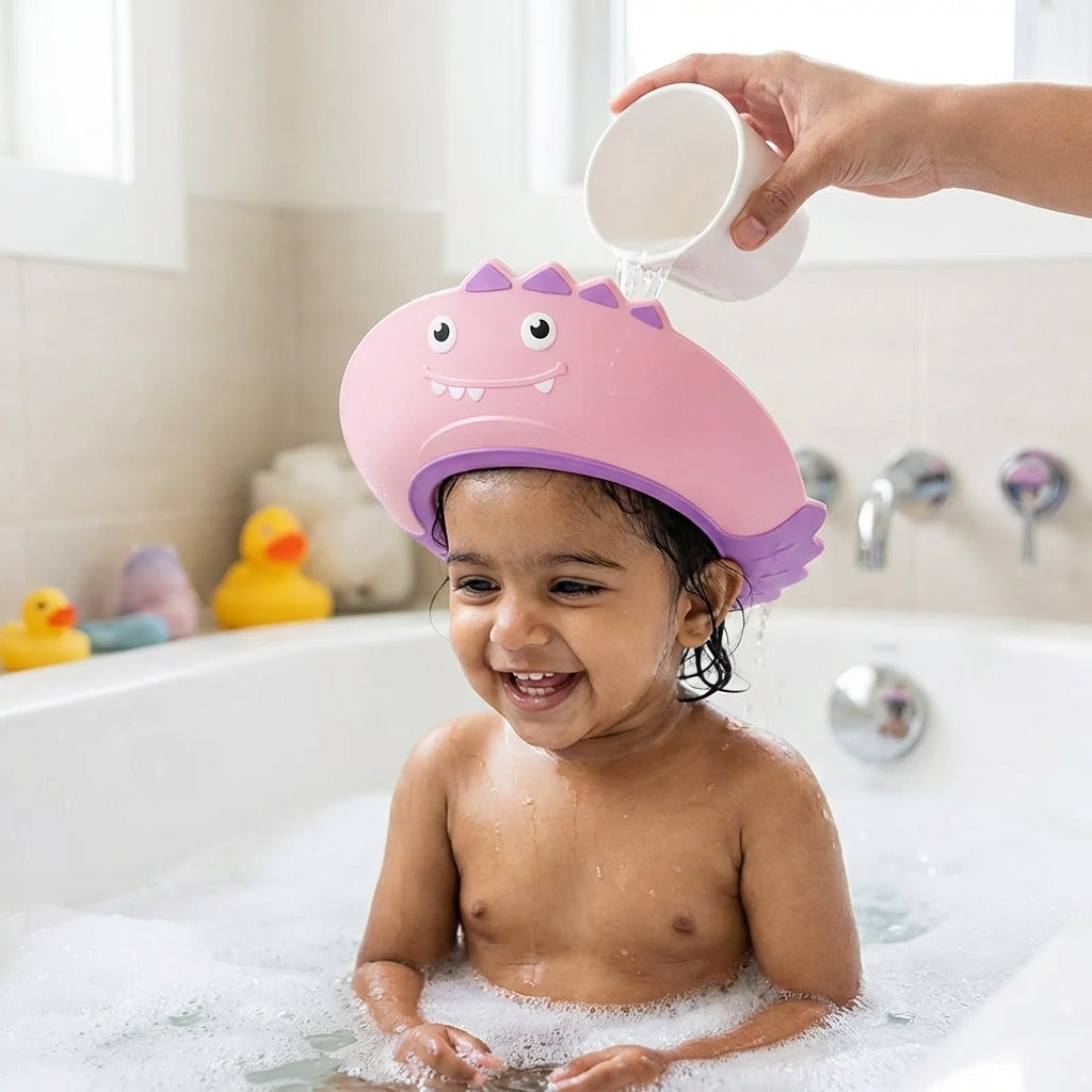 Soft Adjustable Visor Hat Safe Shampoo Shower Bathing Protection Bath Cap for Toddlers, Baby, Kids, Children (Multicolor)