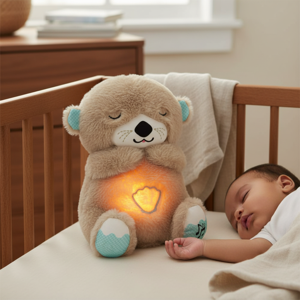 Music Otter Education of Sound and Light Soothing Sound Sleep Otter Baby Put to Sleep Music Breathing Teddy Bear